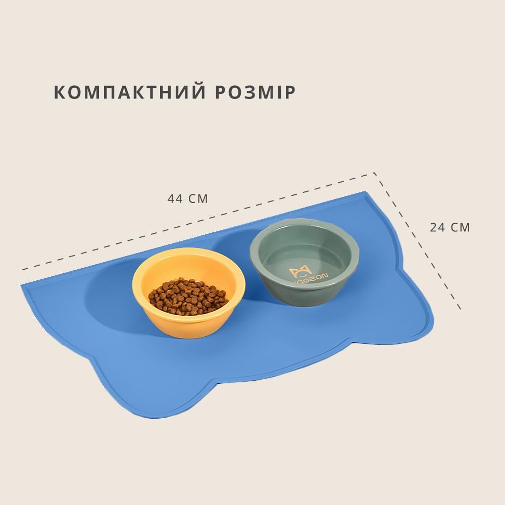 Коврик под миски для кошек и собак резиновый антискользящий 44x24 см Голубой (KLMKLT-BLU-0726) - фото 6