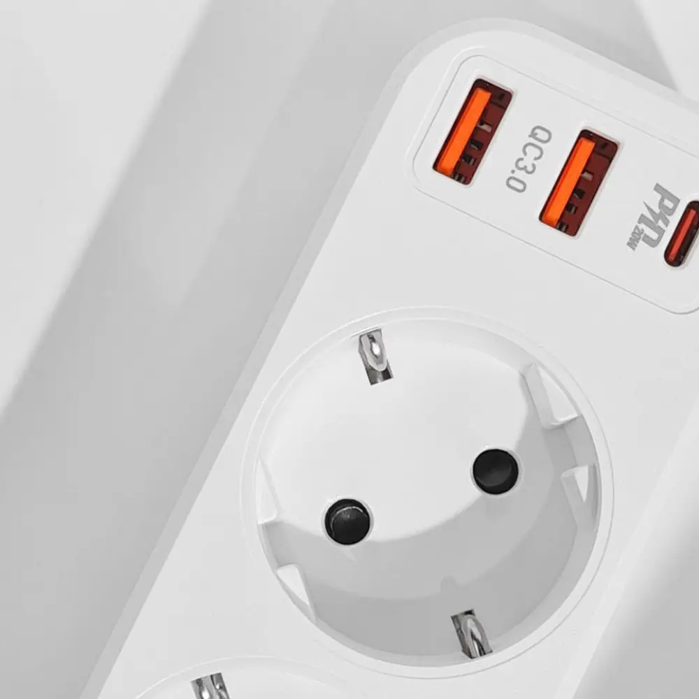 Подовжувач Hoco NS1 Aura 4-bit PD 20W 4 розетки/ 2хUSB/ Type-C 5В/3А 1,8 м (35511) - фото 4 Подовжувач Hoco NS1 Aura 4-bit PD 20W 4 розетки/ 2хUSB/ Type-C 5В/3А 1,8 м (35511) - фото 4