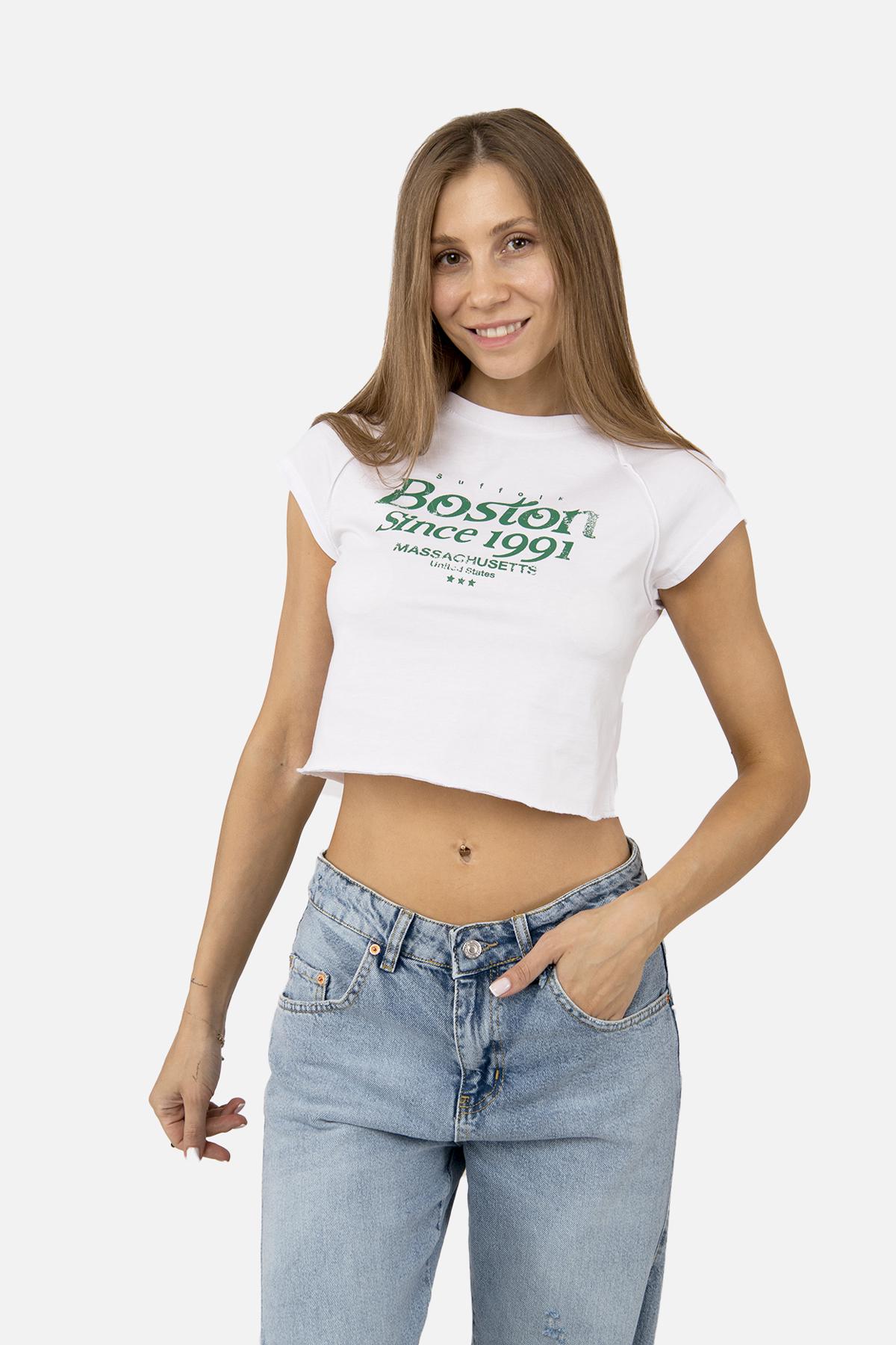 Футболка женская ЦБ-00255014 с коротким рукавом р. 42 Белый (SKT001006516)
