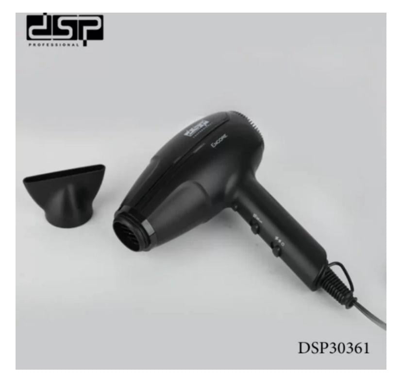 Фен для укладки и сушки волос DSP 30361 с концентратором 2000W Черный - фото 3 Фен для укладки и сушки волос DSP 30361 с концентратором 2000W Черный - фото 3