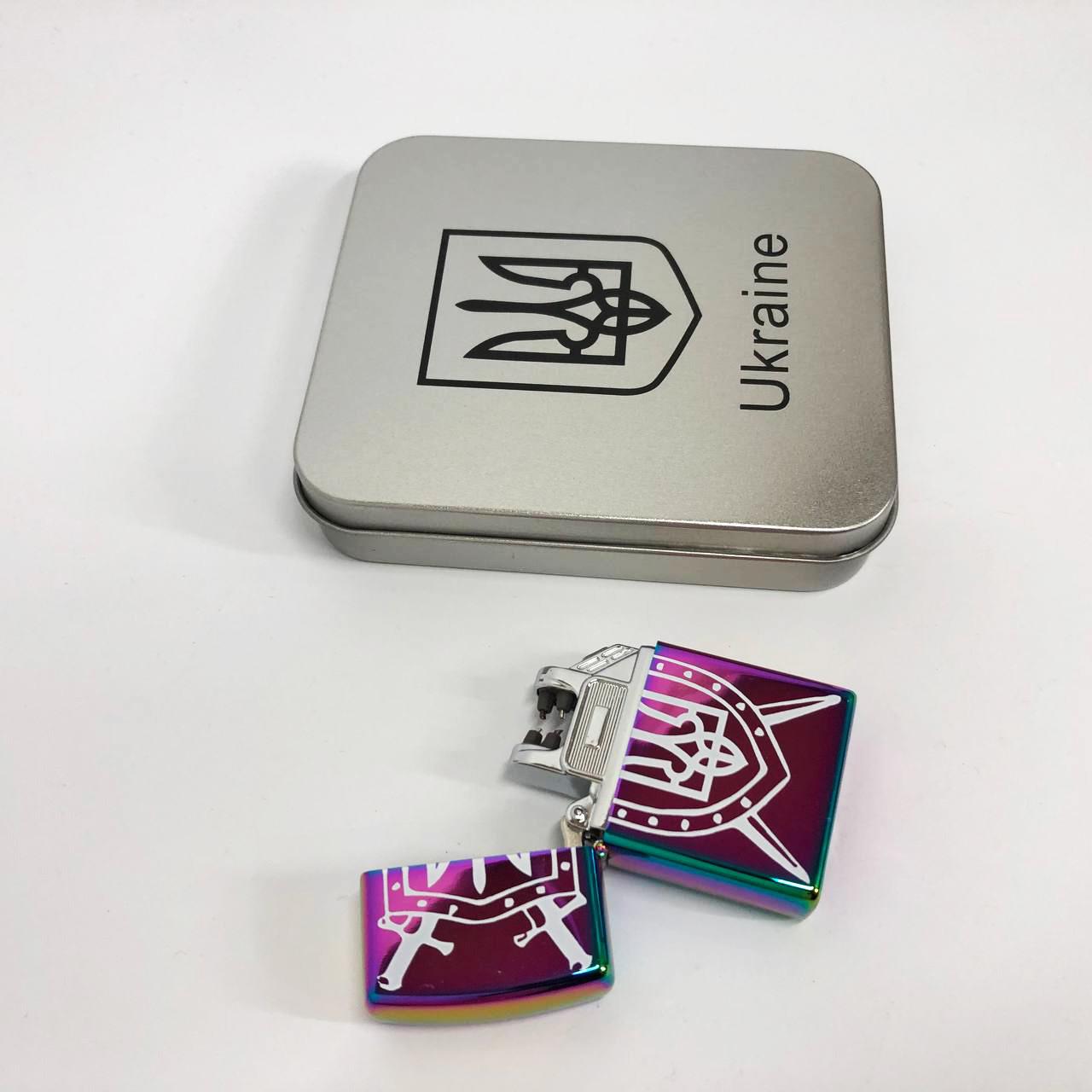 Зажигалка дуговая электроимпульсная USB Украина металлическая коробка Хамелеон (HL-446) - фото 5