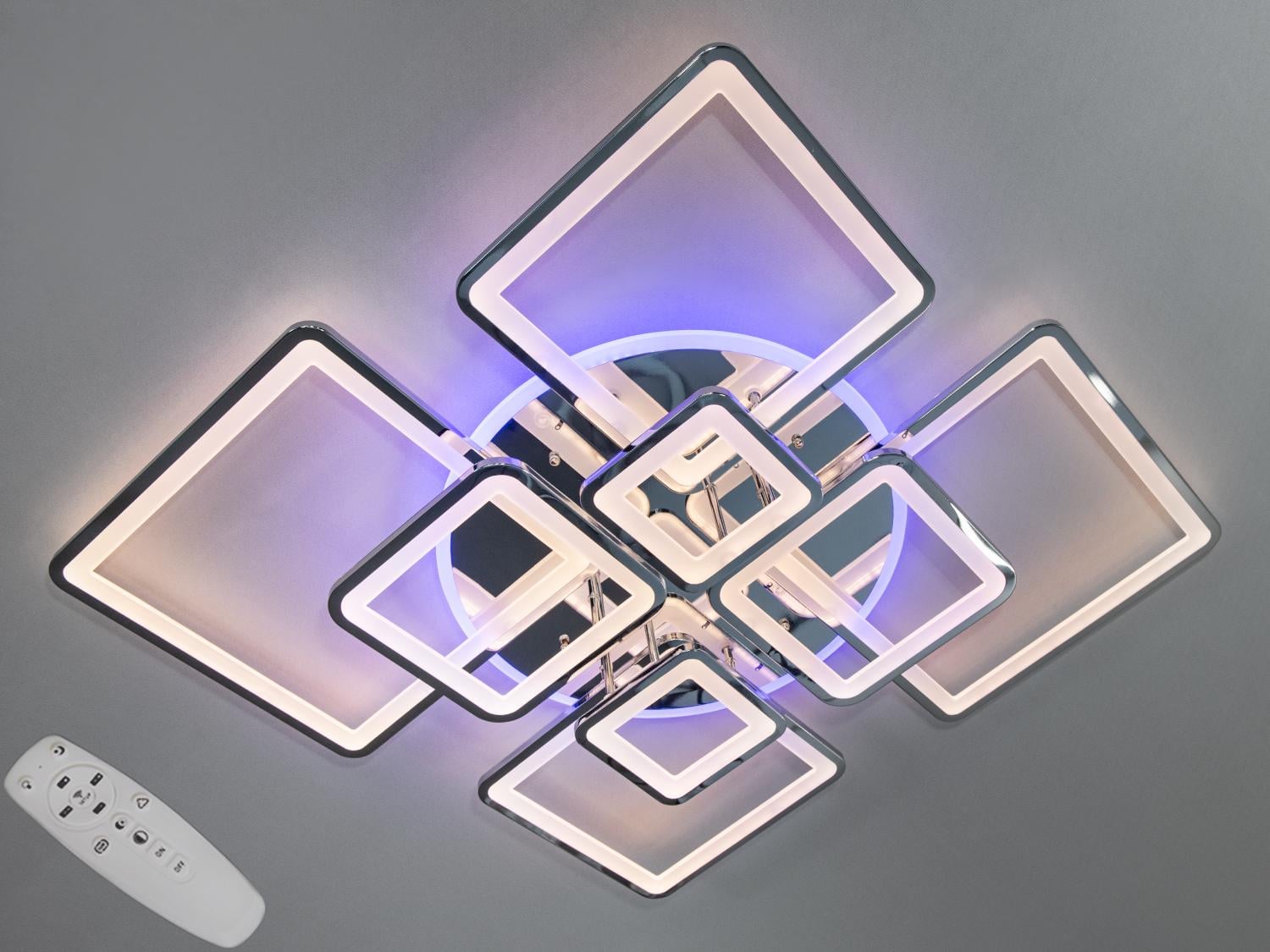 Люстра потолочная LED подсветка/диммер/пульт 225W Хром (8160/8HR 3col dim)