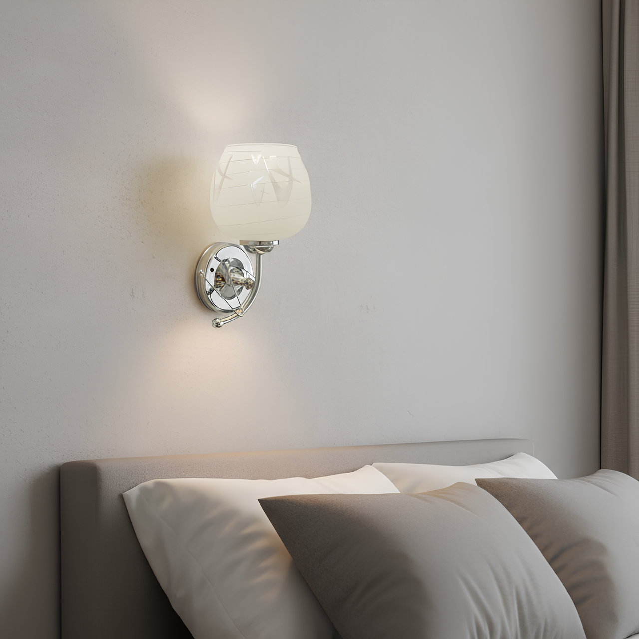 Бра Valeso с круглым плафоном из стекла под лампу Е27 Хром (B-9509F/1)