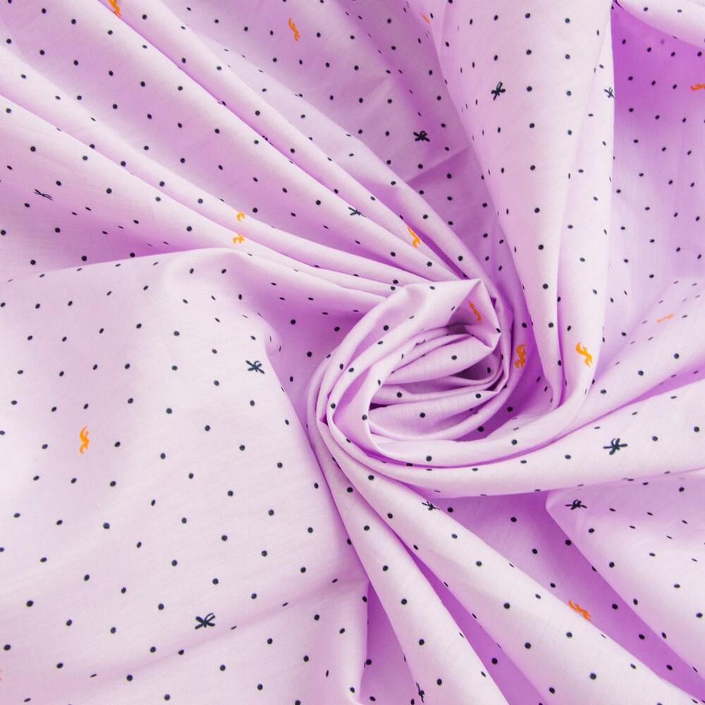 Ткань поплин Набивной горошек сирень Горох (12304)