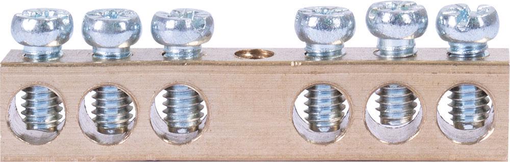 Шина нульова E.NEXT e.bsc.stand.20.6 6 отворів кріплення по центру мідь 6х9 мм (s055002) - фото 2