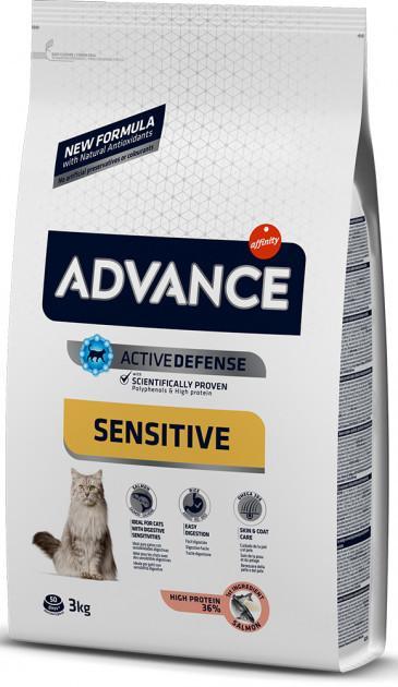 Корм сухой для котов с чувствительным пищеварением Advance Cat Sensitive Salmon and Rice с лососем 3 кг (11237079)