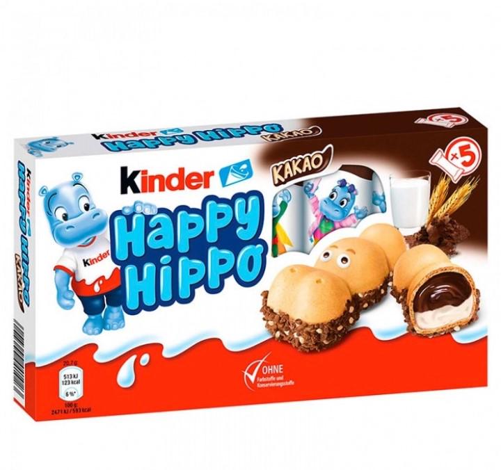 Батончики бегемоты Kinder Happy Hippo Cacao 135г