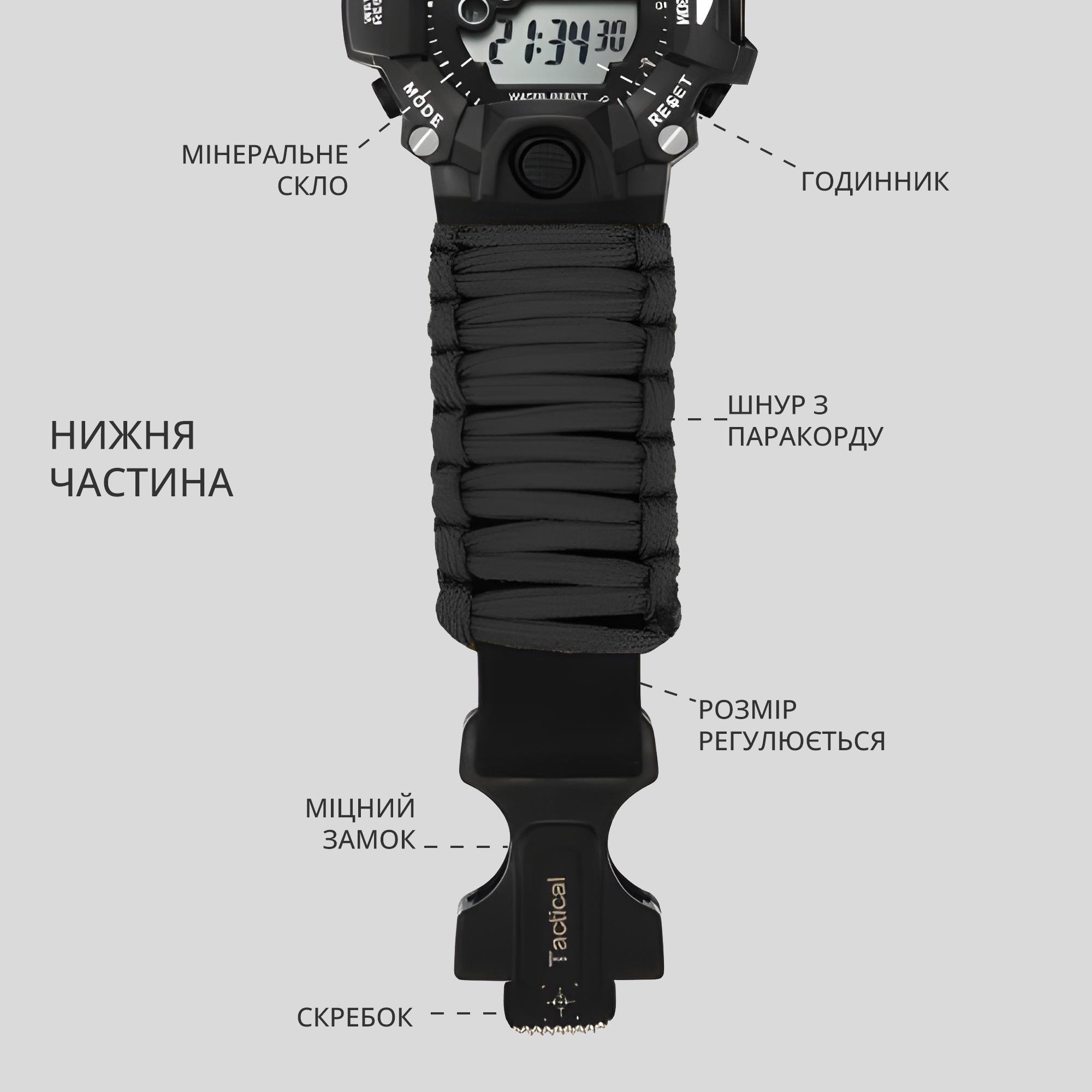 Наручные часы мужские Yuzex Tactical BLK водонепроницаемые/многофункциональные (13921674) - фото 3