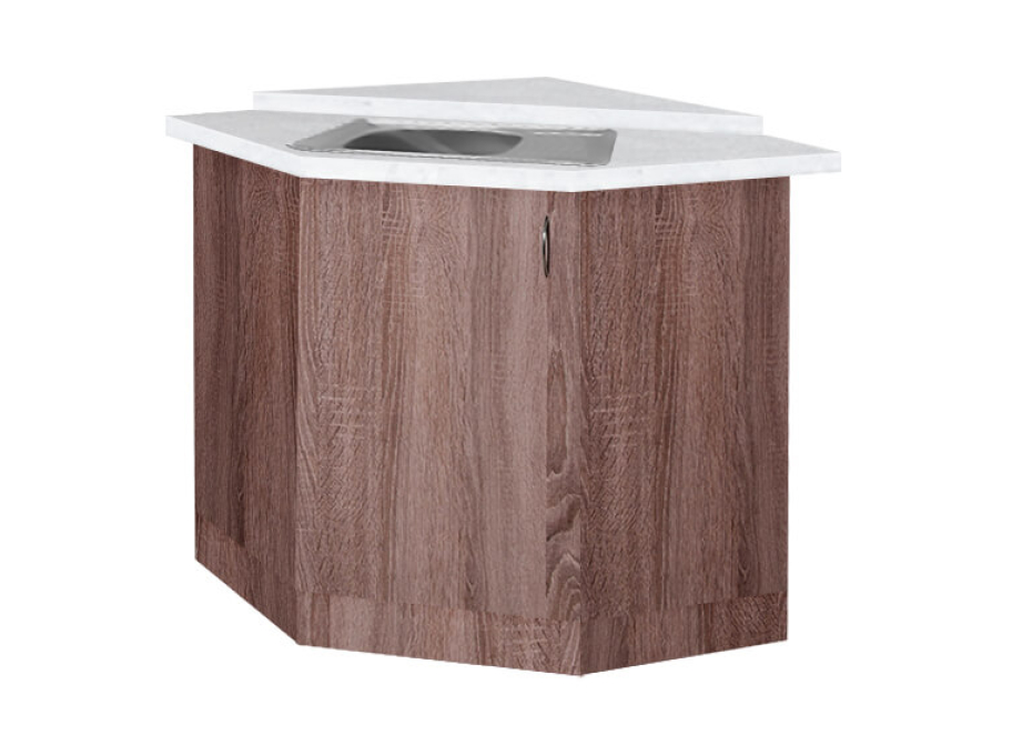 Тумба кутова кухонна №1 МАКСІ-МЕблі з врізною мийкою прямокутна сатин зі стільницею 1-ї категорії складська програма Дуб трюфель (5103384)