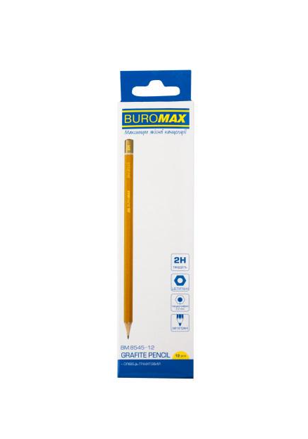 Олівець графітовий Buromax Professional 2H 12 шт. Жовтий (MTT-139511)