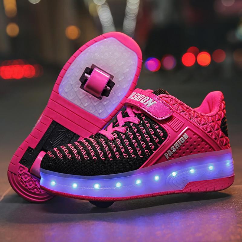 Кроссовки на колесиках LED р. 36 Розовый (1390853831)
