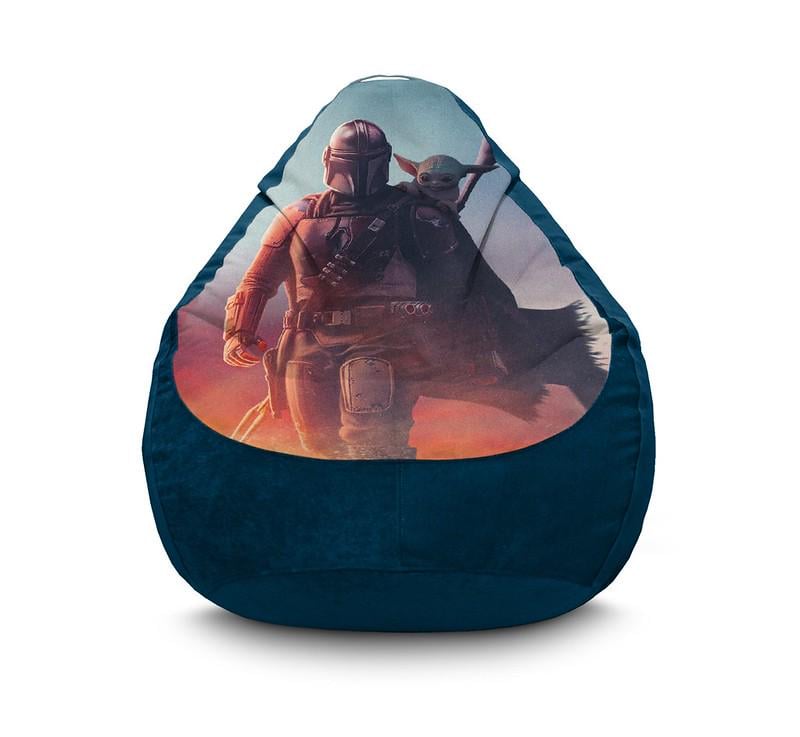 Кресло мешок iPuff The Mandalorian and Grogu Флок XXL 90х125 см Синий
