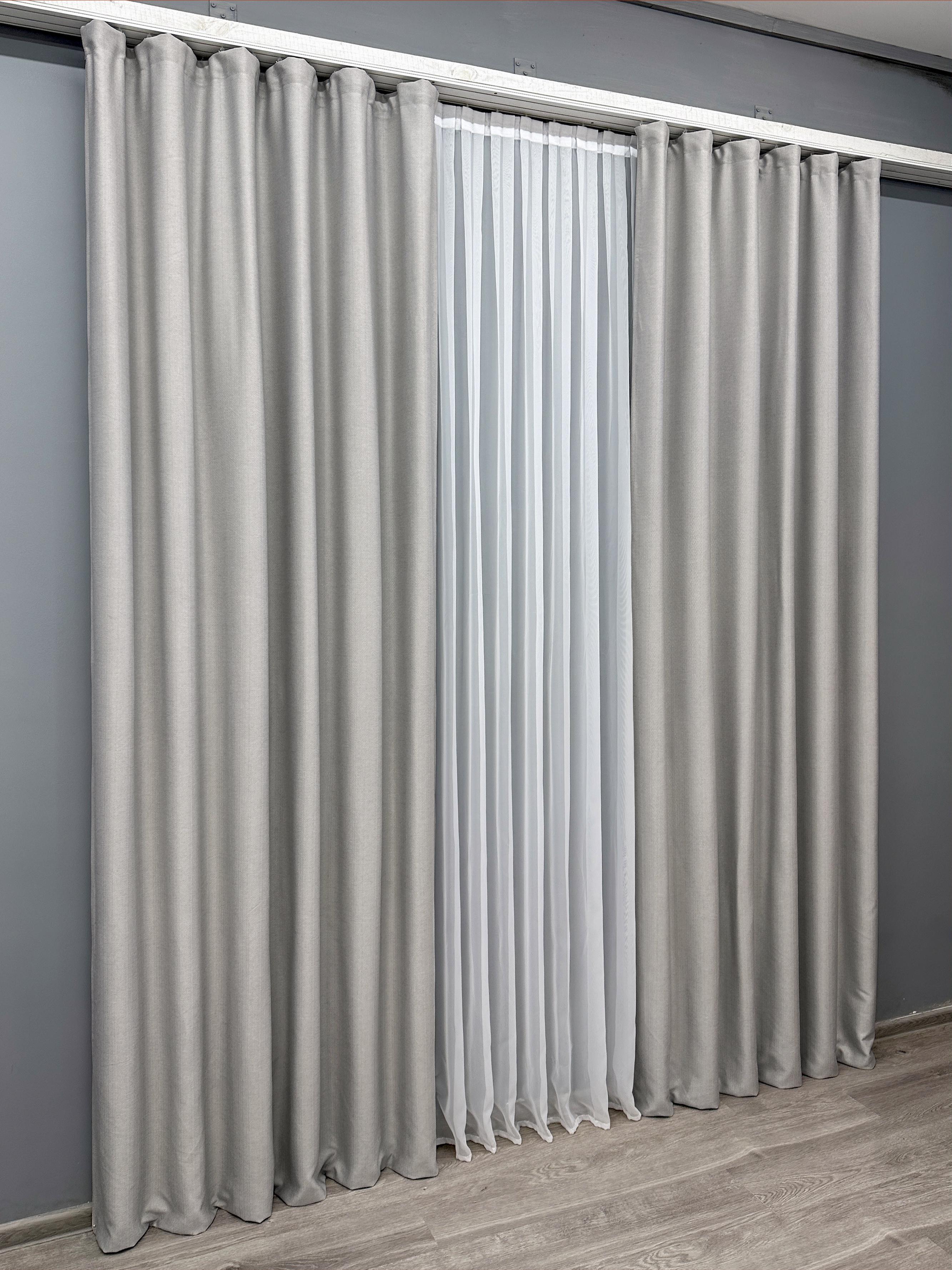 Комплект готових штор VR-Textil Шеніл однотонний №1690ш 150х270 см 2 шт. Попелястий (33-0585) - фото 3