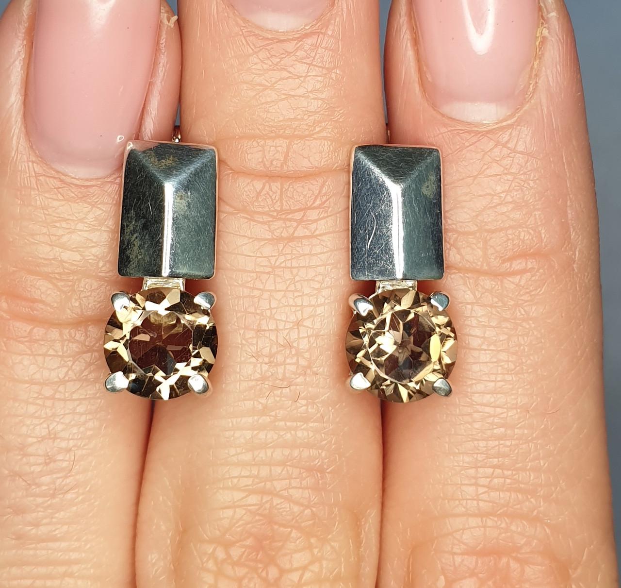 Серьги серебряные с раухтопазом 4,45 г (1363909604)