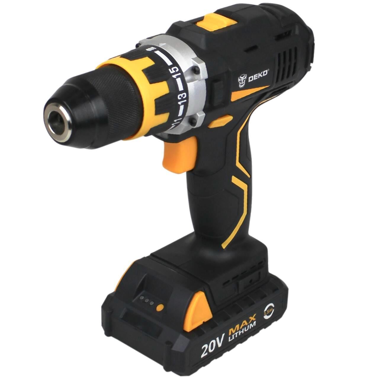 Шуруповерт акумуляторний DEKO 13521 20V Li-ion 1,5 Ah Brush Black/Yellow (32709373)