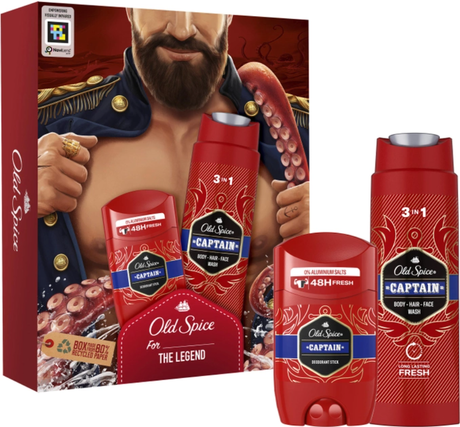 Набір подарунковий Old Spice Captain Гель для душу 250 мл/Стік 50 мл (8700216131735)