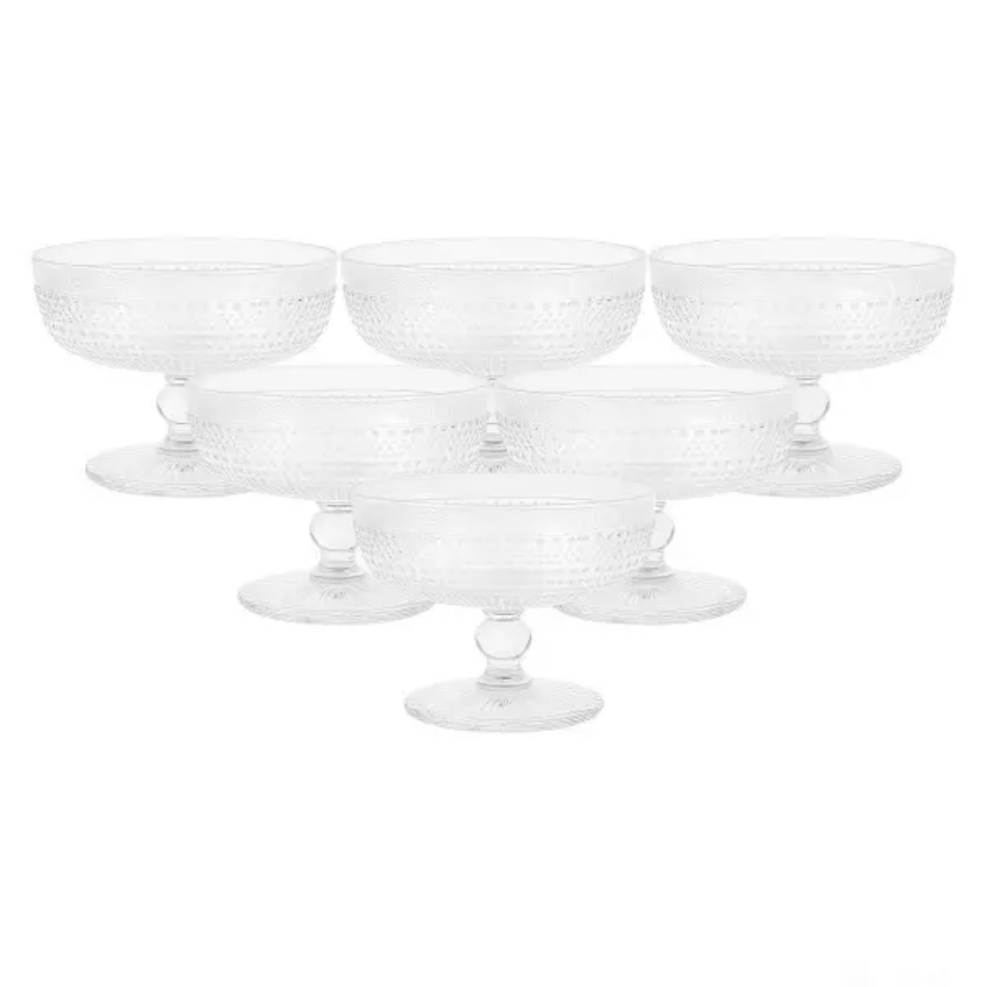 Набір креманок на ніжці із товстого скла 6 штук по 300 мл Прозорий