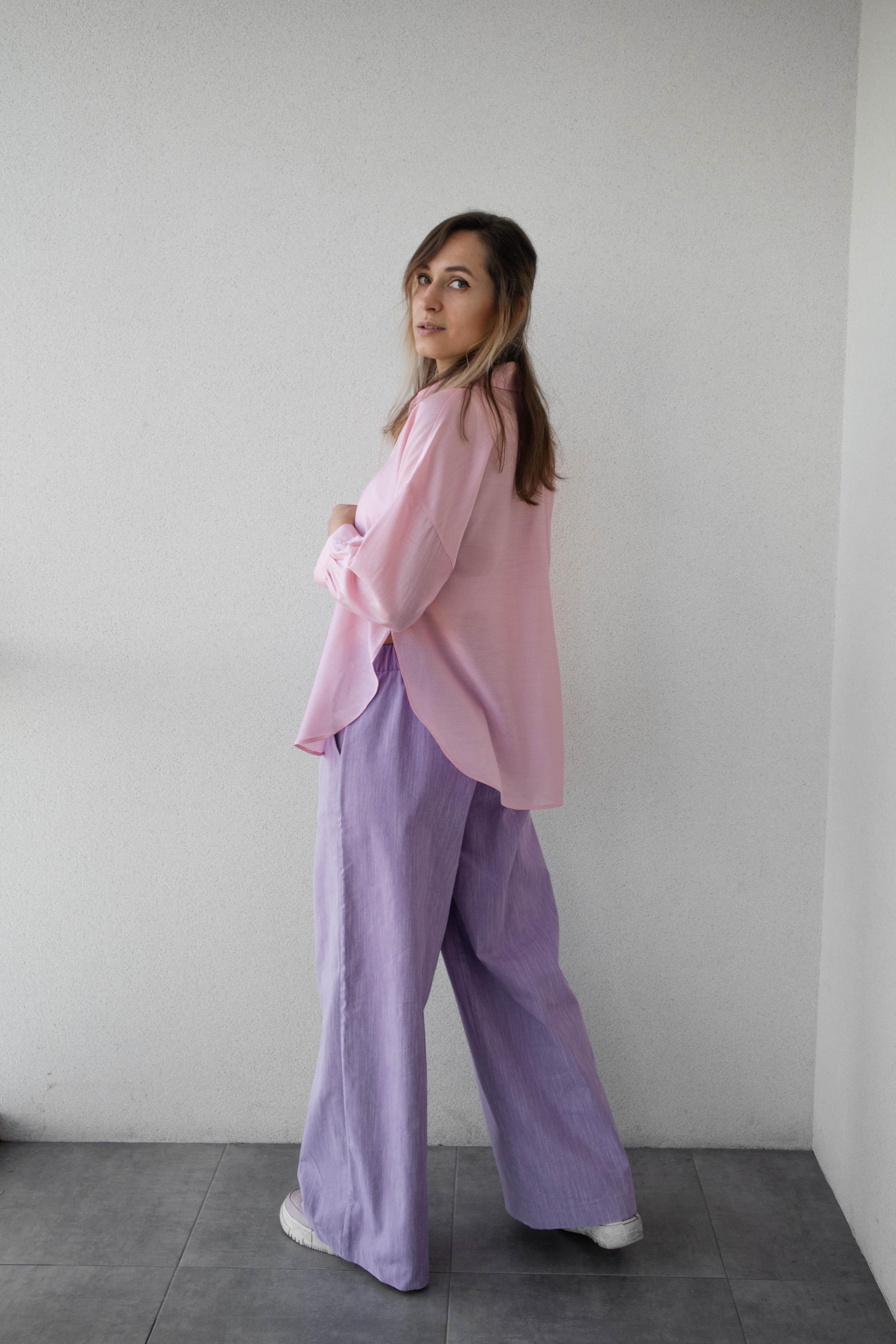 Штани палаццо жіночі VSlatinina джинсові L Фіолетовий (012345678946) - фото 3 Штани палаццо жіночі VSlatinina джинсові L Фіолетовий (012345678946) - фото 3