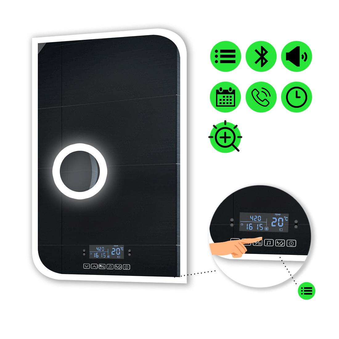 Зеркало с LED подсветкой Kruka с Smart-блоком и линзой с подсветкой 120x80 см (Krukag216)