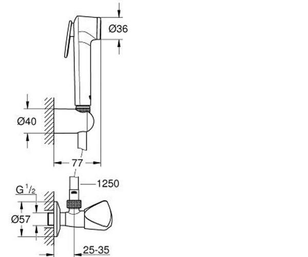 Набор душевой с угловым вентилем 1 режим струи Grohe Tempesta-F Trigger Spray 30 (27514001) - фото 4