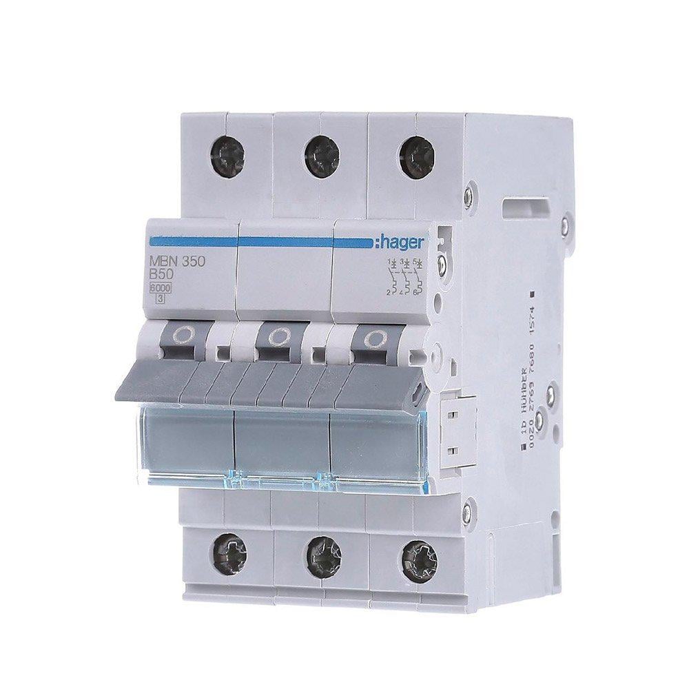 Автоматический выключатель Hager 3P 50A B 6 kA MBN350 3M