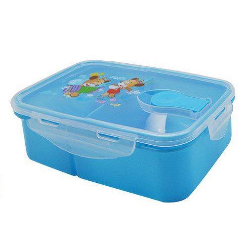 Ланч бокс харчовий з ложкою Stenson 1087 16x10x5 см Блакитний