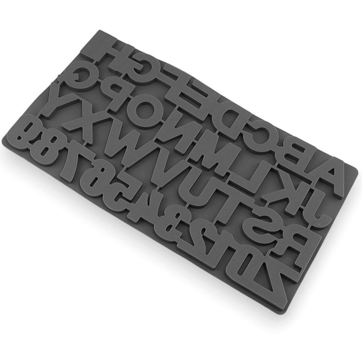 Форма силиконовая Bakery Буквы/Цифры перевернутые 36 яч. 35,5х19 см Ø 4х0,9 см 1 шт. Серый (ХК3619к12)