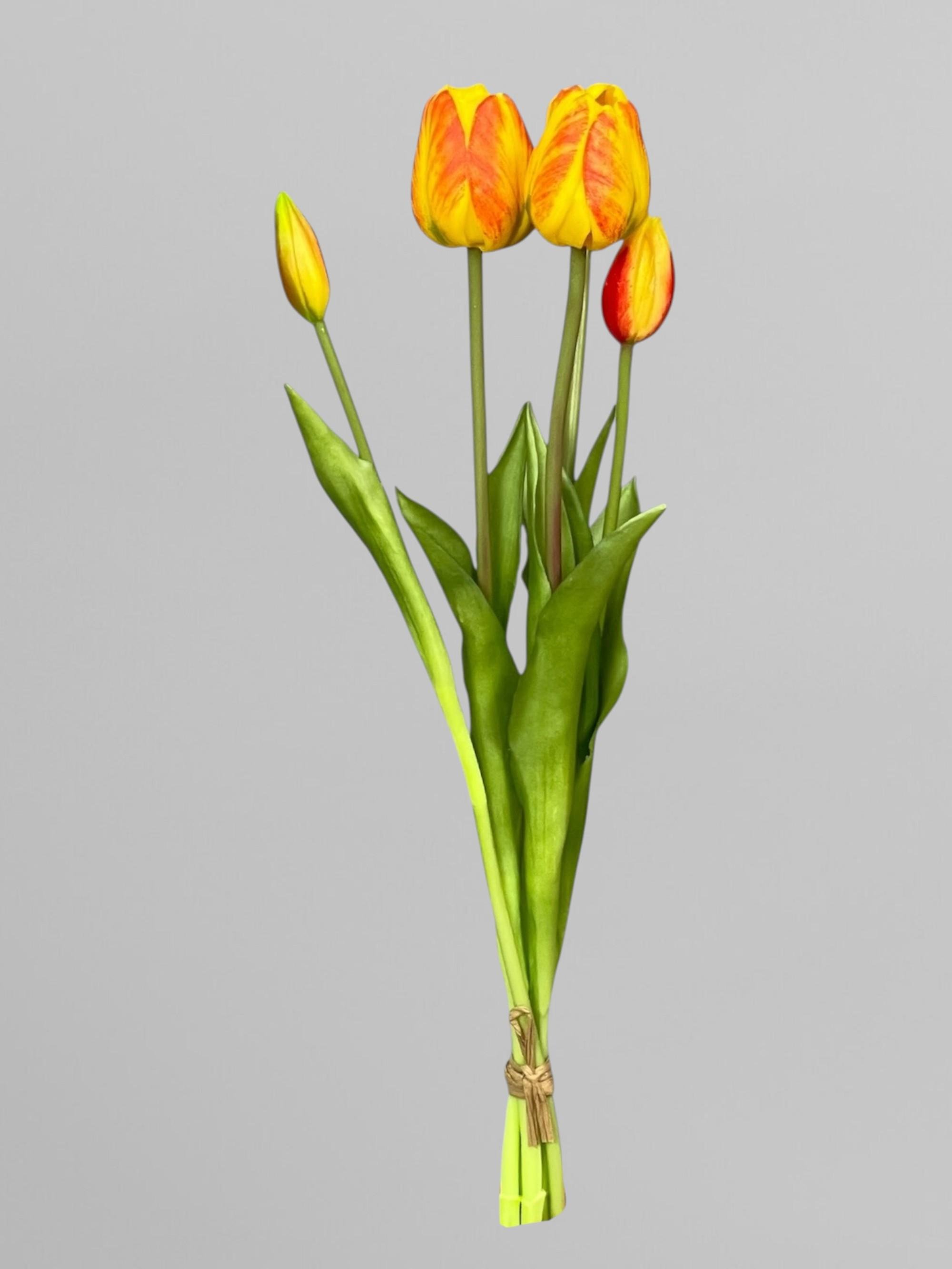 Букет из латексных тюльпанов 46 см 5 шт. Желто-красный (К07073)