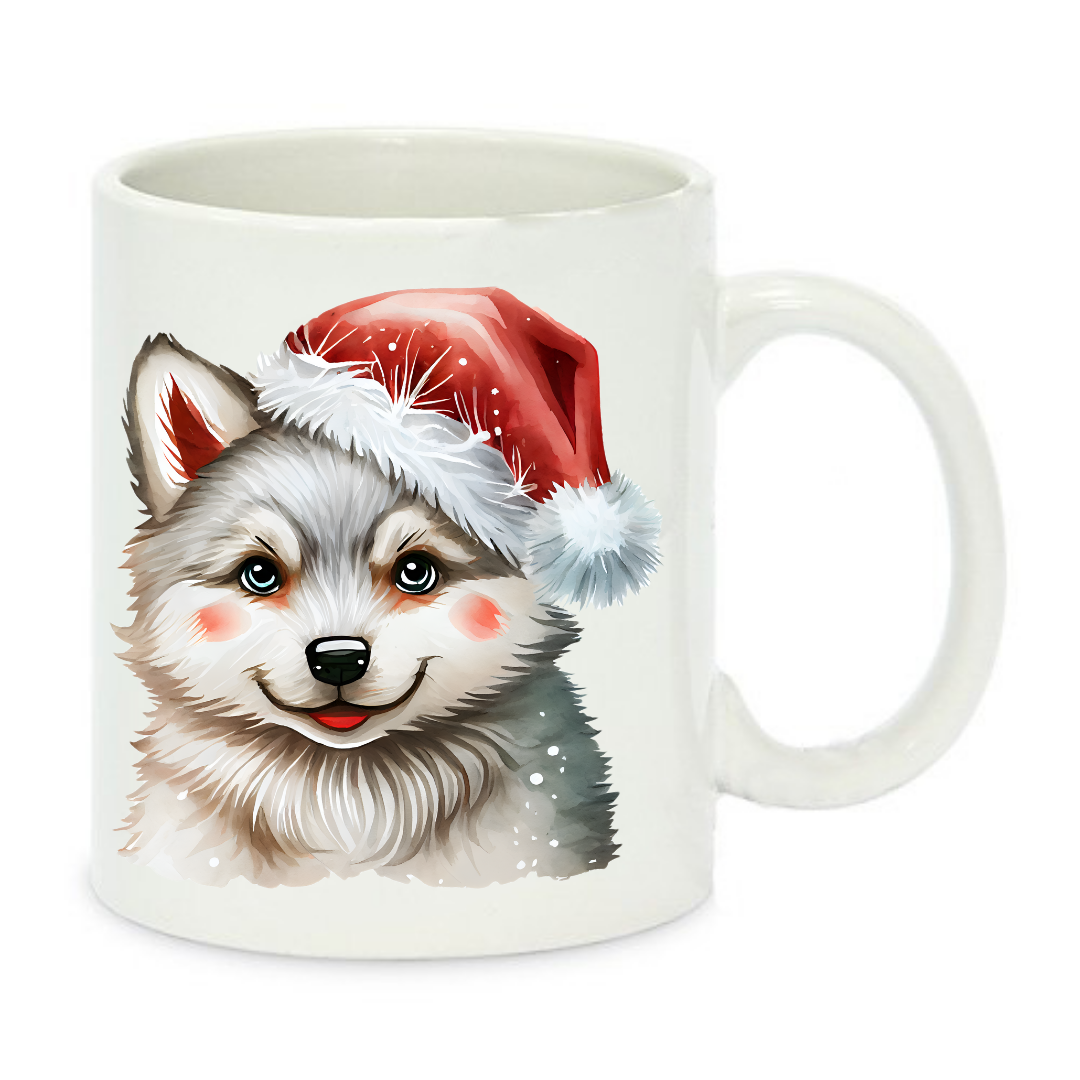 Чашка с принтом Праздничная собачка 330 мл Белый (001210)