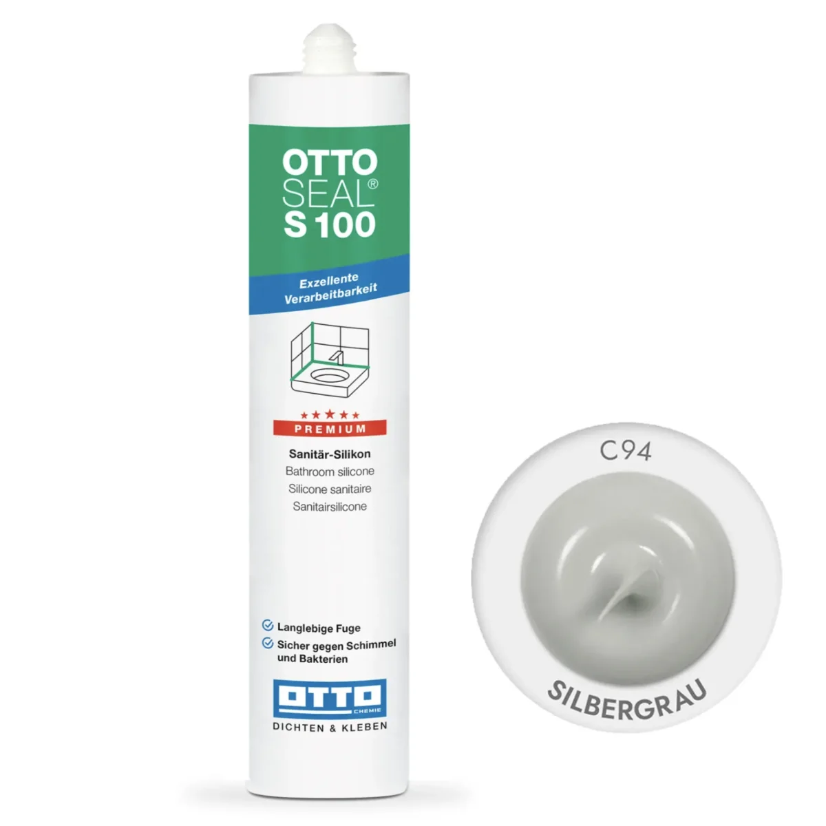 Силіконовий герметик OTTOSEAL S100 300 мм C94 Silbergrau (S100C94)