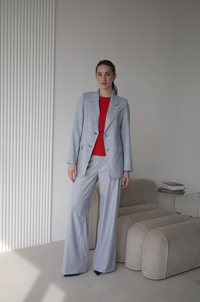 Костюм Lipar 4127 двойка оверсайз пиджак/брюки р. 42 Синий (16917401)