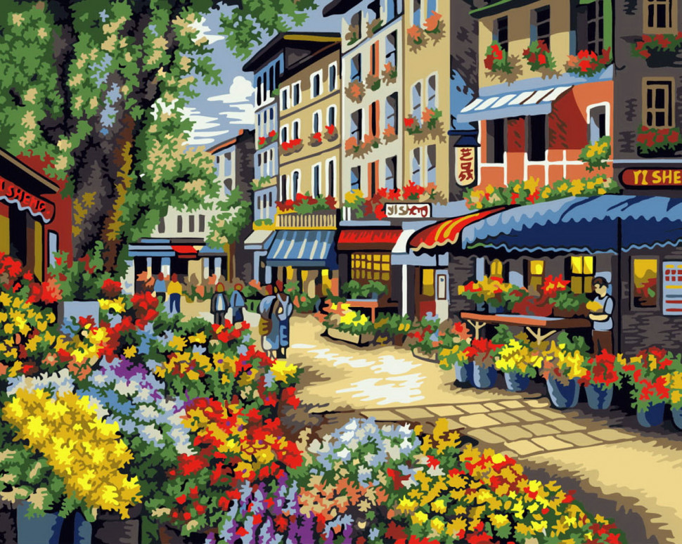 Картина по номерам Brushme Цветочная лавка (GX7090) Картина по номерам Brushme Цветочная лавка (GX7090)