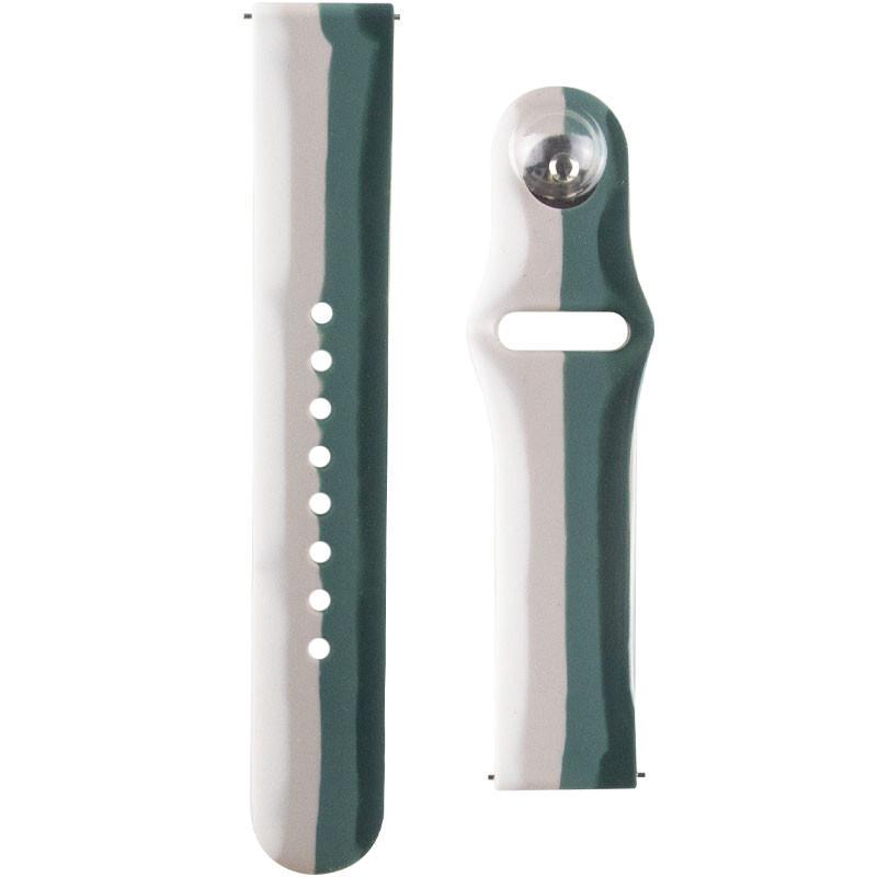 Ремінець силіконовий Rainbow для Xiaomi Amazfit/Samsung 20 мм Білий/Зелений (00000050586_2)