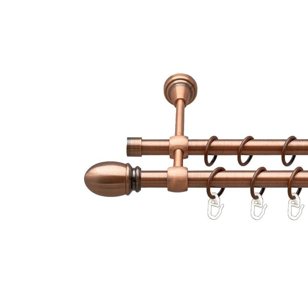 Карниз Orvit Билуно двухрядный гладкий 16/16 мм 200 см Античная медь (00-00019527)