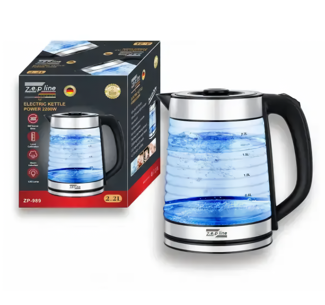 Чайник электрический Zepline стеклянный 2,2 л 2200 Вт (10281) - фото 3