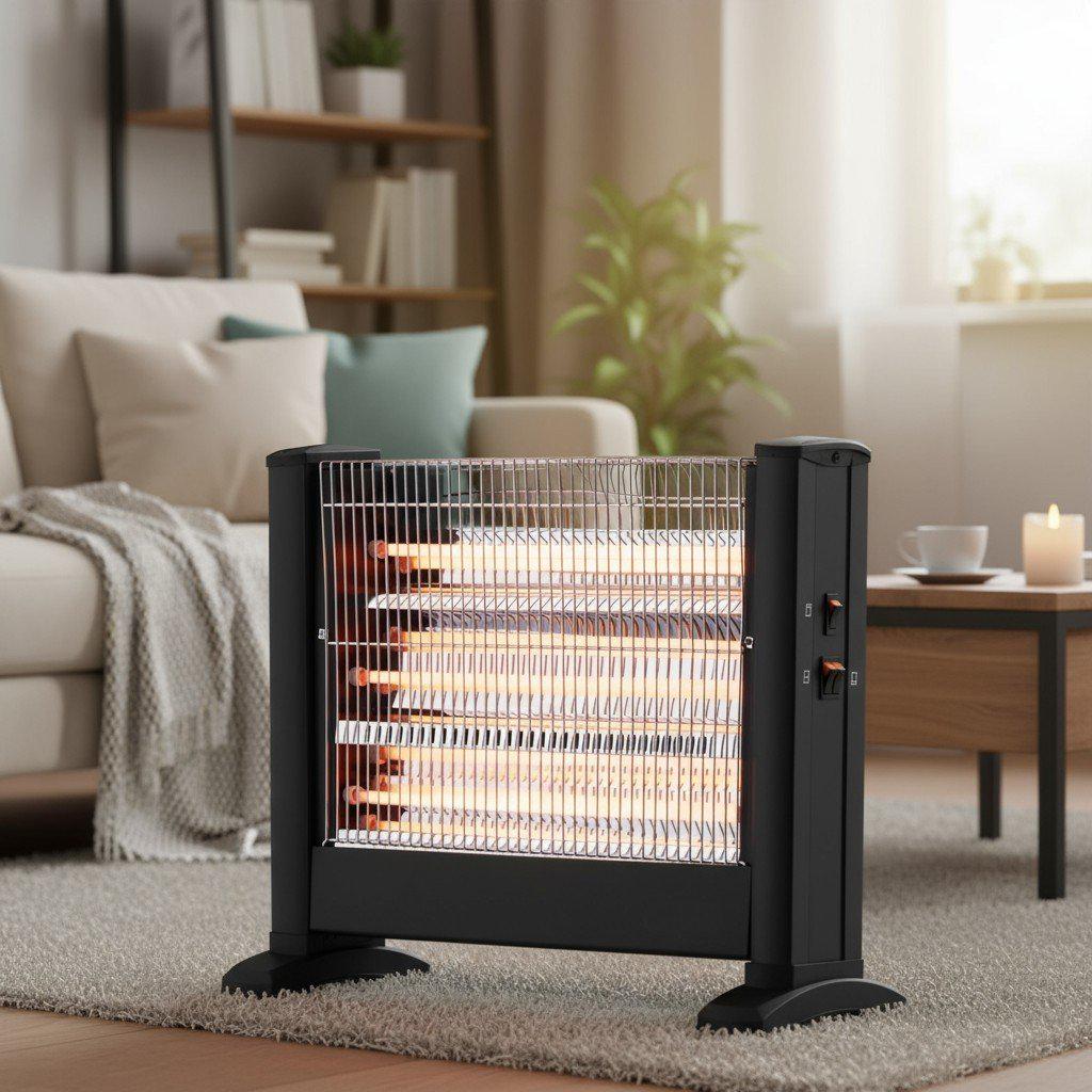 Инфракрасный обогреватель напольный кварцевый для дома с механическим управлением 1650 Вт Черный (IHS-16501) - фото 2