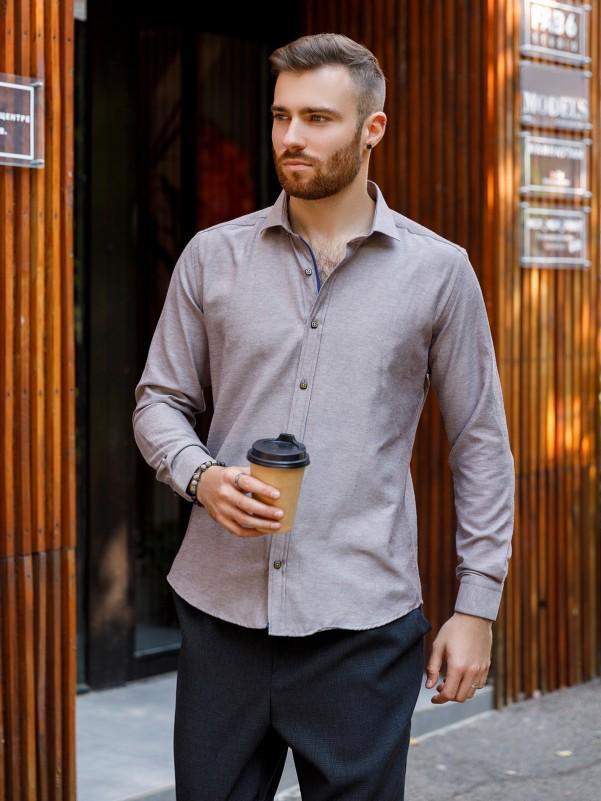 Мужская рубашка ISSA Plus M Серый (GN-437)