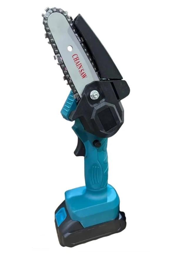 Пила мини цепная Supretto аккумуляторная для обрезки веток и распила дров на 2 аккумулятора