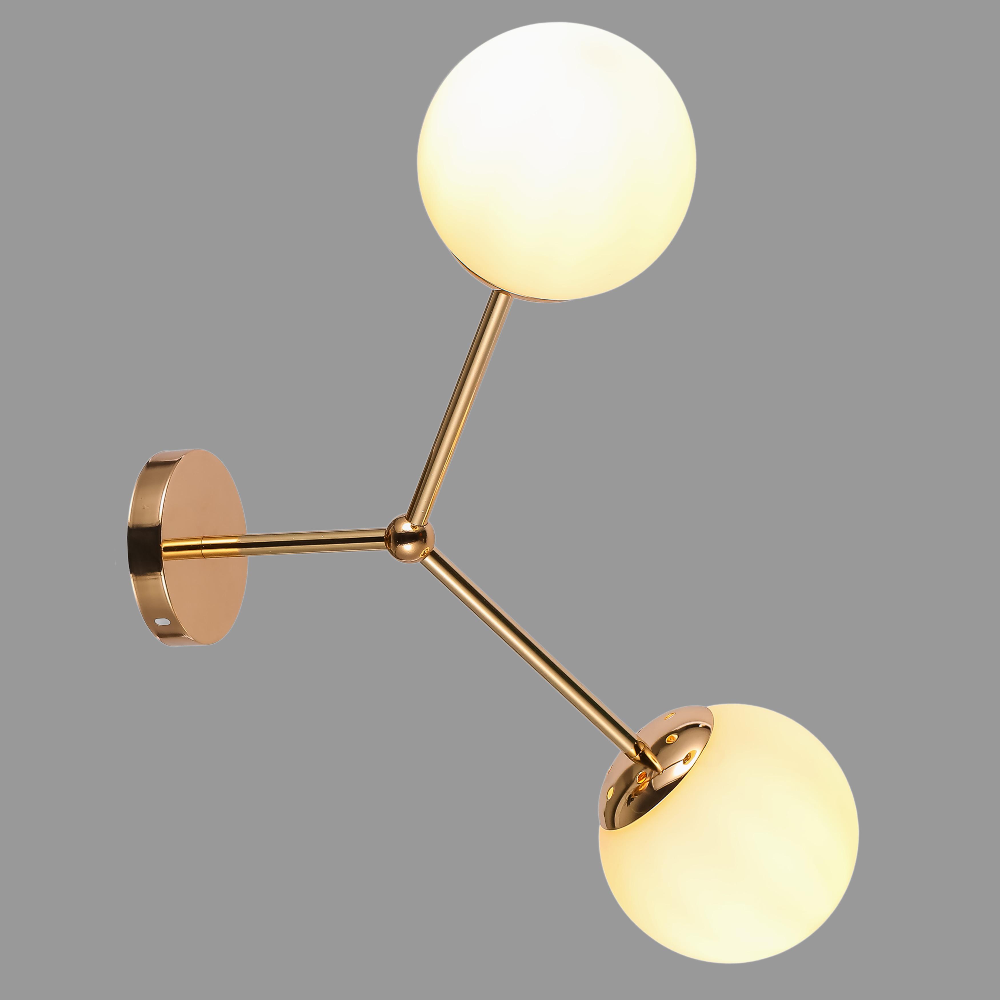 Светильник/бра настенный с двумя плафонами (52-W9811-2 GD+WH)