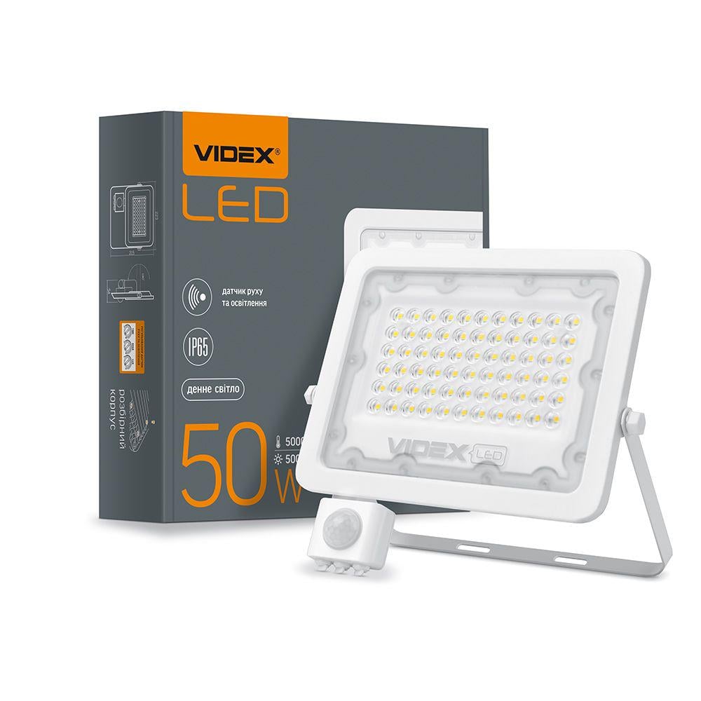 Прожектор Videx LED F2e 50W 5000K с датчиком движения и освещенности