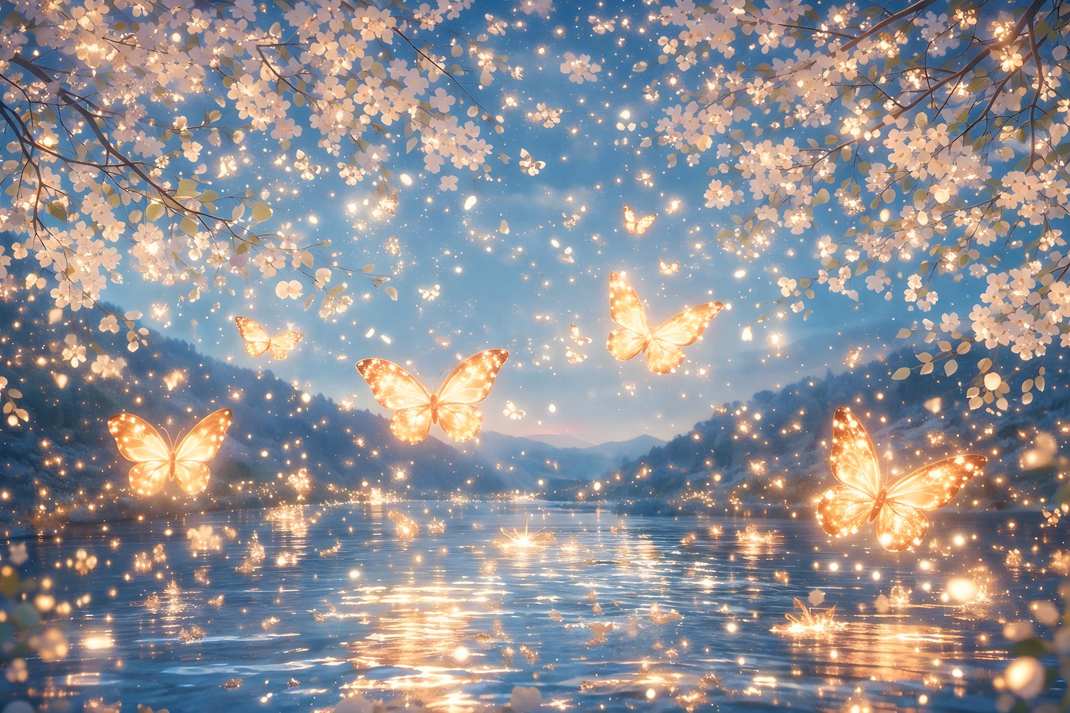 Фотообои флизелиновые Upstream Сияющие бабочки 368х245 см (S5KID-119/7)