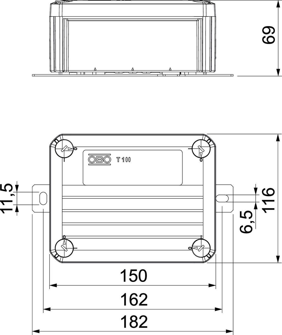 Розподільча коробка OBO bettermann зовнішня IP66 E90 PP 150х116х69 мм (7205780) - фото 2