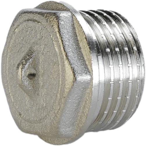 Заглушка нікельована VA 1" ЗР штампована з контрольним отвором (А1093Ако)