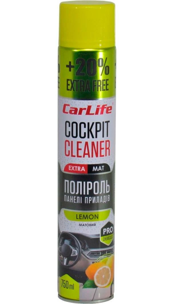 Полироль для пластика CarLife Cockpit Cleaner Extra Mat Lemon 750 мл (CF771)