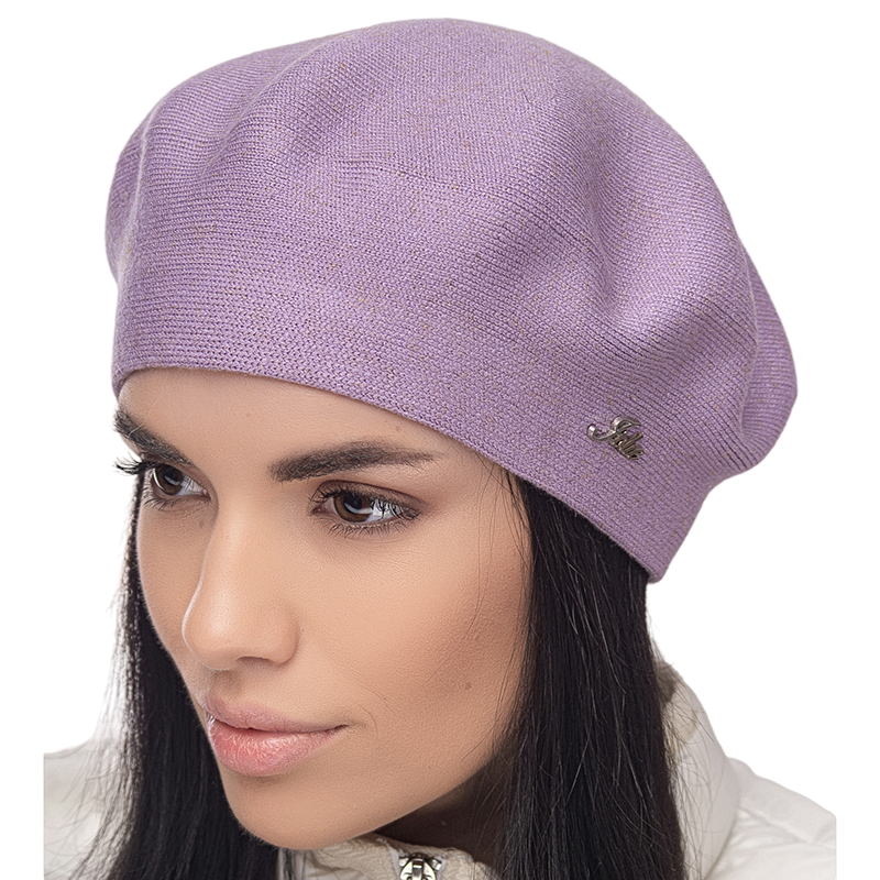 Берет женский Leks Сказка двойной с люрексом Светло-фиолетовый (129428)