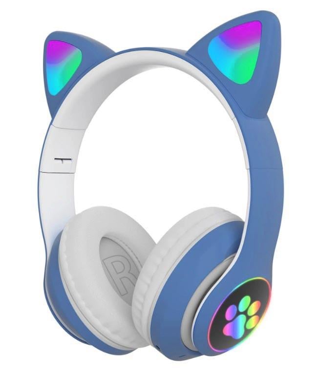 Навушники дитячі CAT Ear STN-28 Bluetooth з котячими вушками що світяться Синій (2145192891) - фото 1