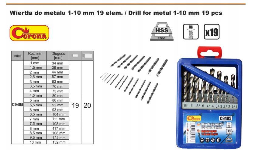 Набір свердел по металу Richmann HSS 1-10 мм 19 шт. (C9405) - фото 5