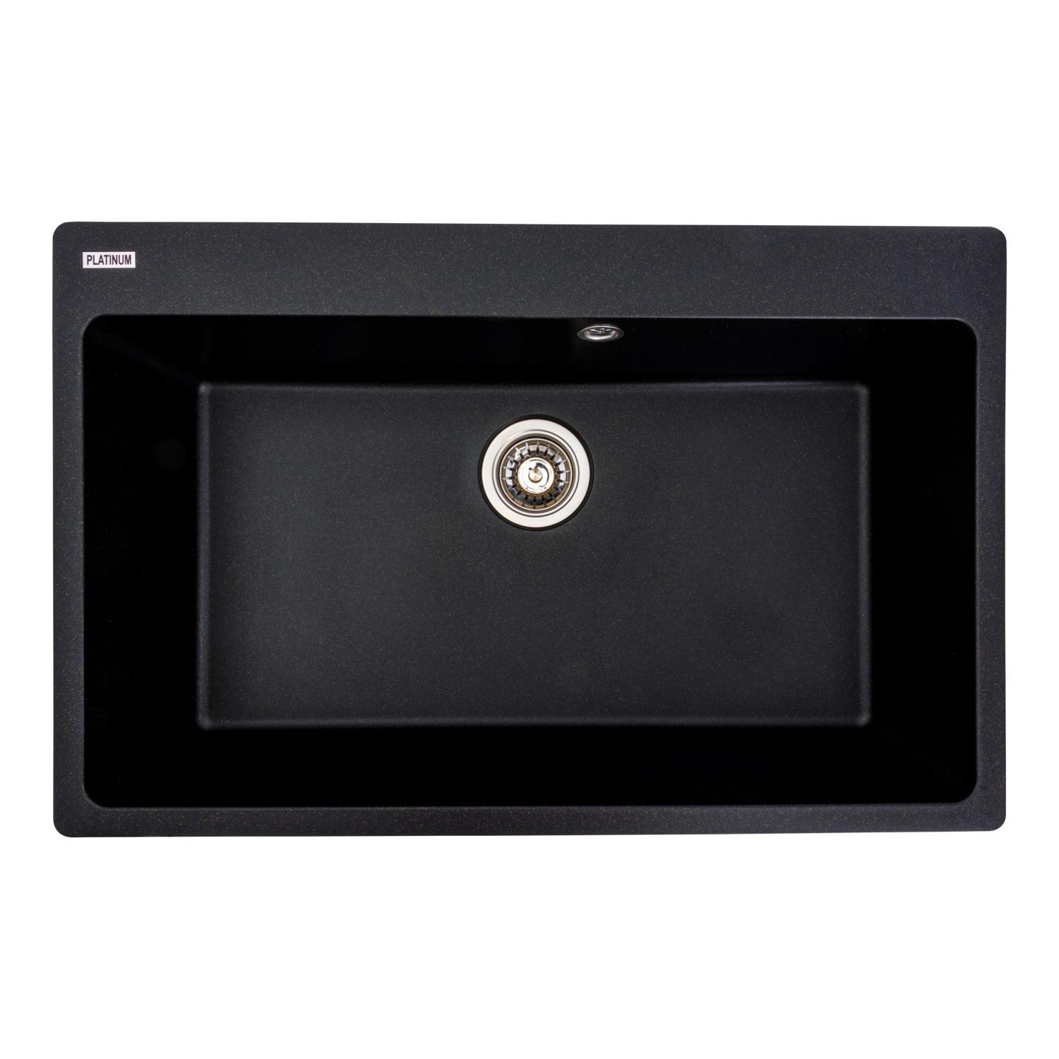 Мойка кухонная Platinum PLS-A39084 прямоугольная гранитная 780x500 мм Черный (163240)