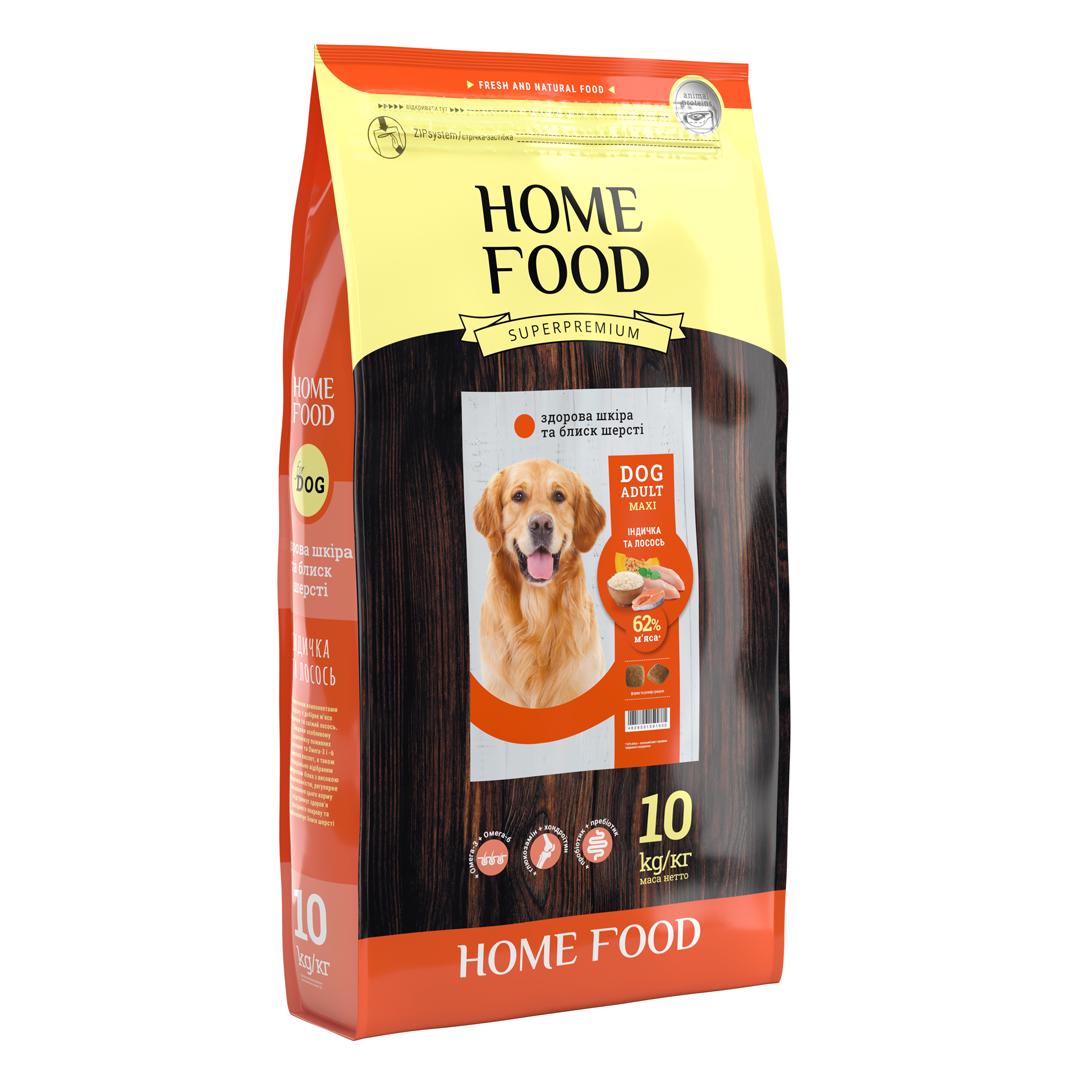 Корм сухий Home Food Maxi здорова шкіра та блиск шерсті індичка та лосось для дорослих собак 10 кг