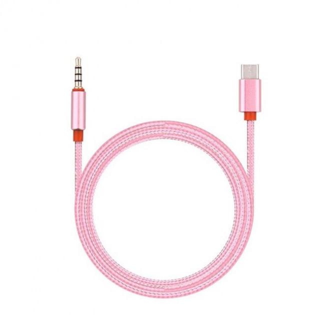 Аудио кабель AUX SUNROZ USB Type-C-3,5 мм 1 м Rose (A48358)